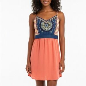 Flying Tomato M Colorful bohemian Mini Summer Dress  Embroidered Bodice